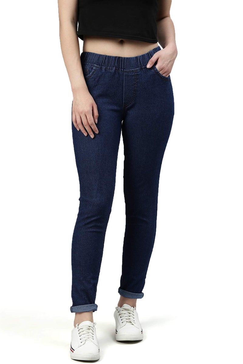 ADBUCKS Women's Denim Slim Fit Mid Rise Stretch Jeggings (Dxblue, 40) - Image 1