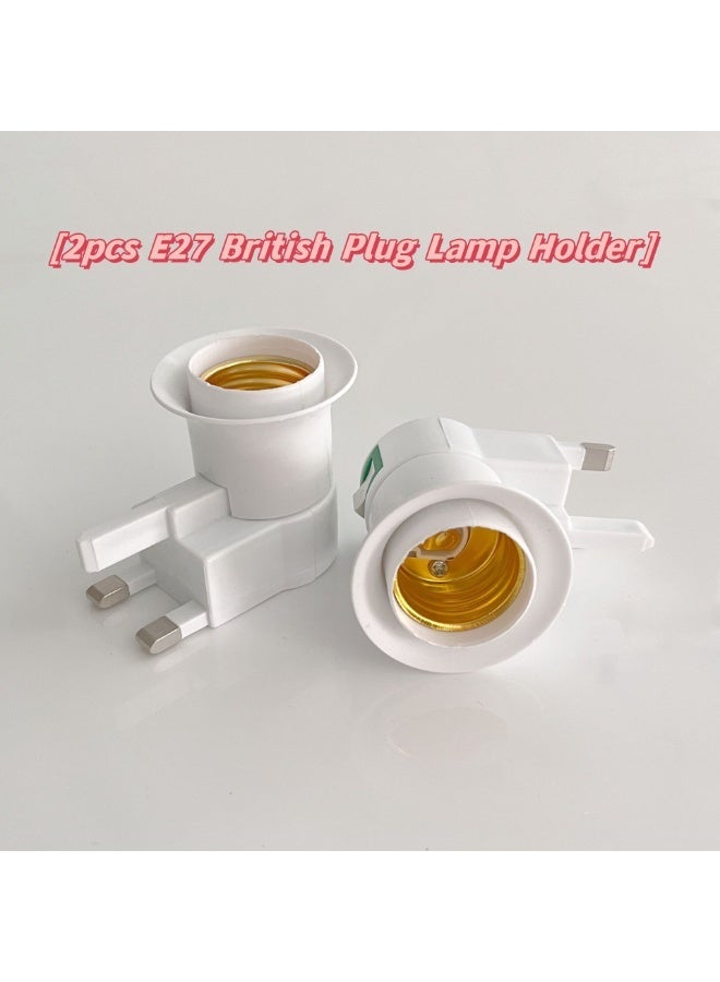 أم جي زي عبوة من 2 حامل مصباح بمقبس بريطاني، محول لمبة، مفتاح تحكم في المقبس، أبيض 10 أمبير حامل مصباح بمقبس بريطاني مربع القدم، حامل مصباح بمقبس بريطاني قياسي، برغي E27، مصباح مفتاح الشرق الأوسط - Image 1