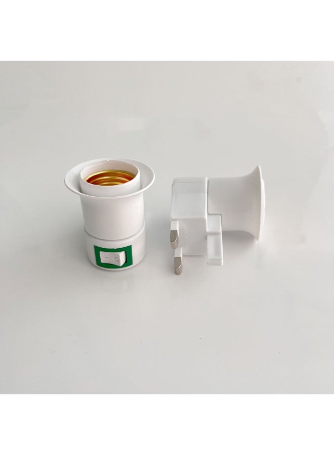 أم جي زي عبوة من 2 حامل مصباح بمقبس بريطاني، محول لمبة، مفتاح تحكم في المقبس، أبيض 10 أمبير حامل مصباح بمقبس بريطاني مربع القدم، حامل مصباح بمقبس بريطاني قياسي، برغي E27، مصباح مفتاح الشرق الأوسط - Image 2