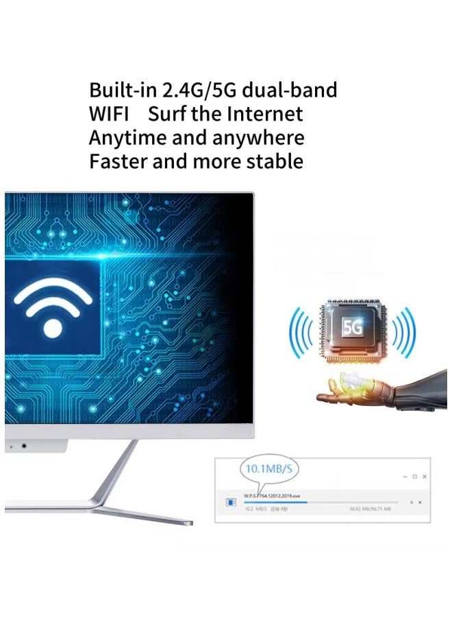 ALL IN ONE 23.8 inch Desktop,Intel Core I5 11400 Processor/6 cores 12 threads/16GB DDR4 RAM/1TB SSD，3 Million Pixel Camera，English/Arabic Keyboard and Mouse,Windows 11 Pro，White