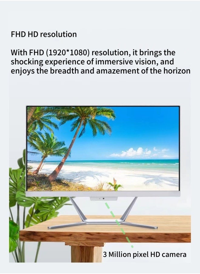 ALL IN ONE 23.8 inch Desktop,Intel Core I5 11400 Processor/6 cores 12 threads/16GB DDR4 RAM/1TB SSD，3 Million Pixel Camera，English/Arabic Keyboard and Mouse,Windows 11 Pro，White