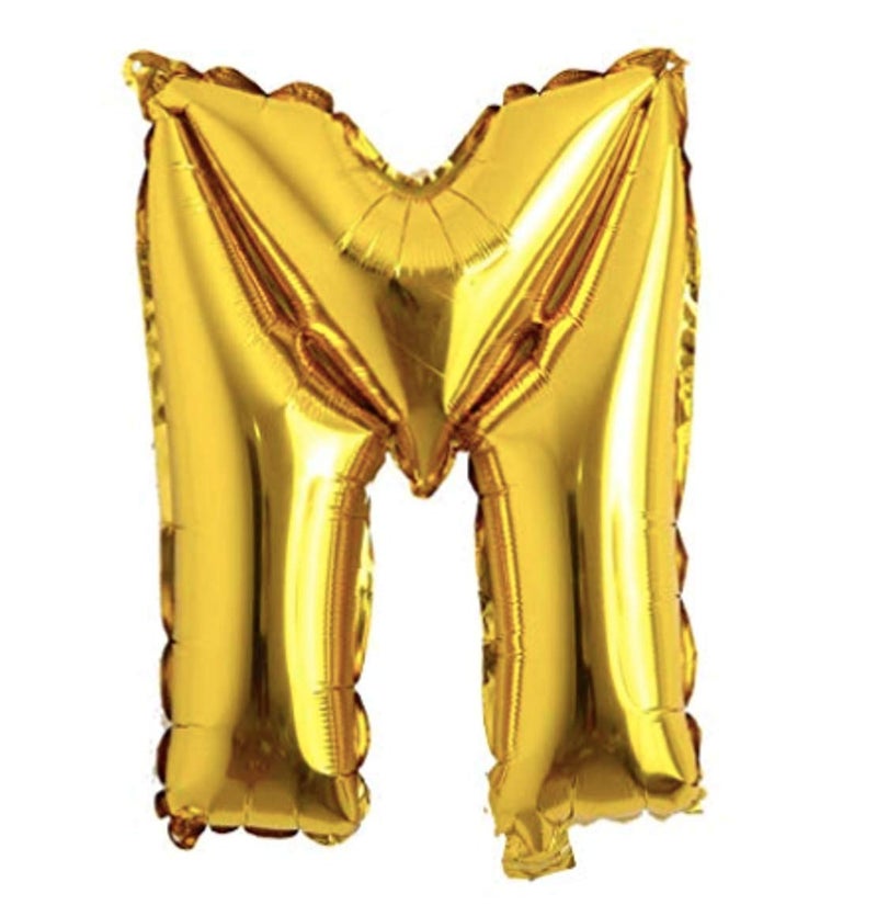 Wanna Party WP WANNA PARTY Plastic 16" Letter M Golden Balloon Pack of 1 - Image 4