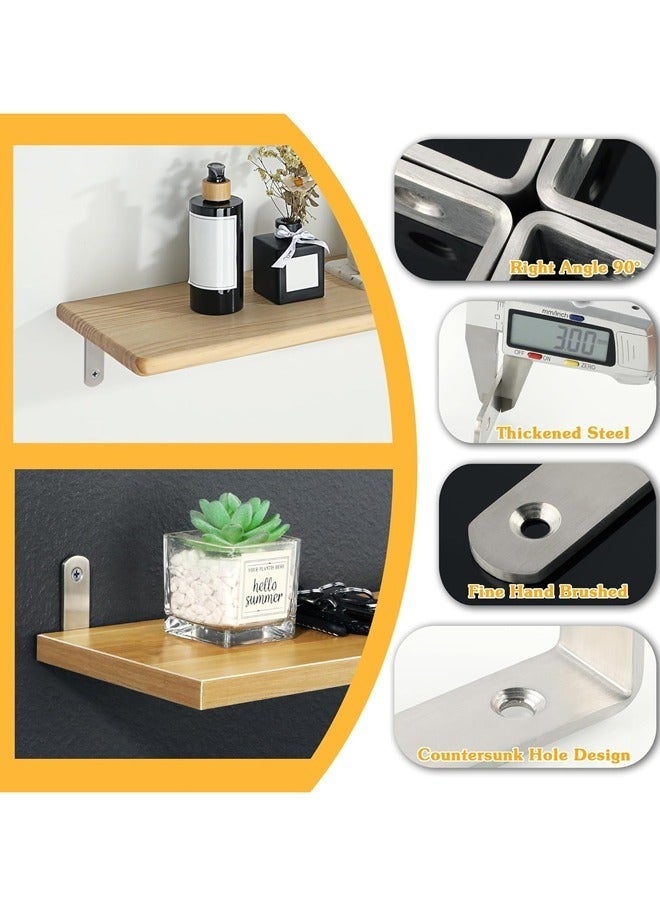 BAEKO Brackets,White Bracket for Shelves Heavy Duty L Wall Bracket Corner Brace,Stainless Steel Joint Angle Bracket for Wooden Board Hanging Support,5x3 Inch(Pack of 4) - Image 3