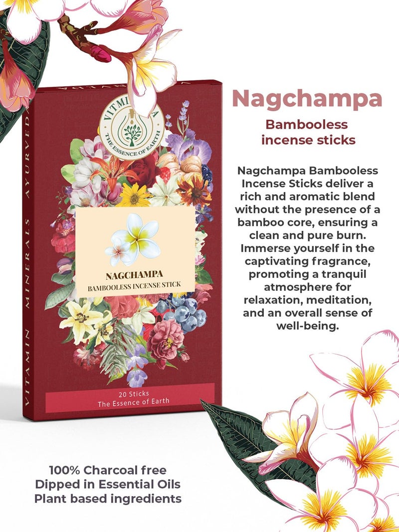 VITMINVEDA Nagchampa Bambooless Incense Stick | Nagchampa Agarbatti | Premium Incense | Luxury Incense | Nagchampa Agarbatti, Dhoop Stick, Free Dhoop Stick Holder (Pack of 1) - Image 3
