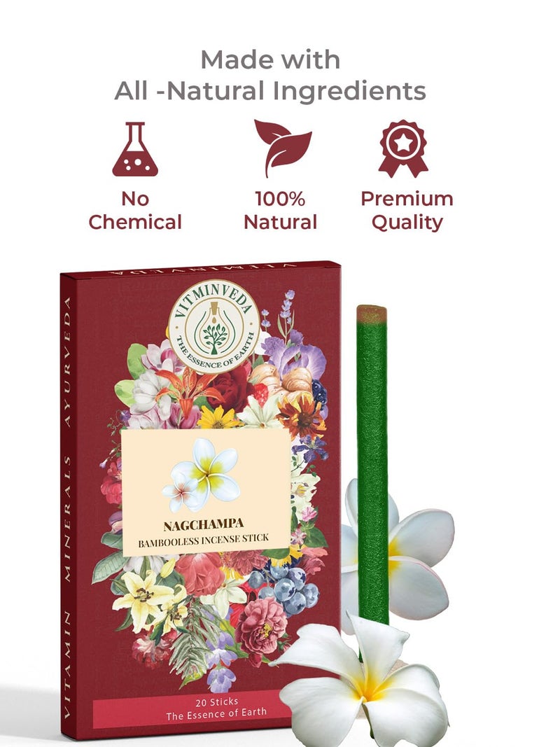 VITMINVEDA Nagchampa Bambooless Incense Stick | Nagchampa Agarbatti | Premium Incense | Luxury Incense | Nagchampa Agarbatti, Dhoop Stick, Free Dhoop Stick Holder (Pack of 1) - Image 2