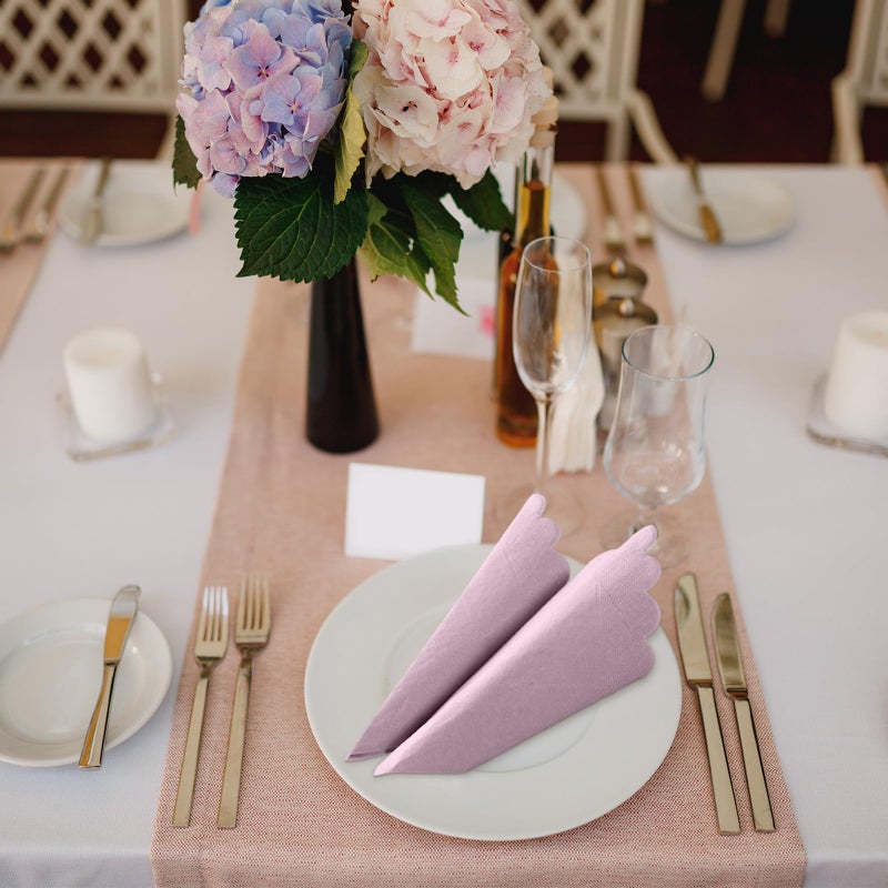 Zhanmai Zhanmai 100 Pack Cocktail Napkins 5 x 5 Inch Scalloped Napkins Beverage Gradient Color Paper with Scalloped Edges Thick Disposable Luncheon for Party Supplies (Purple) - Image 5