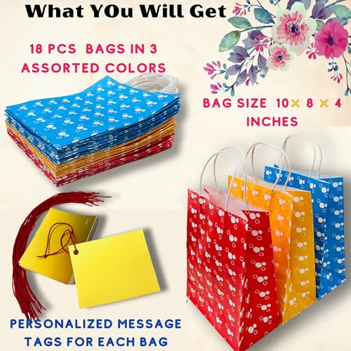 Leczonio 18 Pieces Gift Bags | paper bags for return gifts | Party Favor Bags with Handles, return gift bag, Gift Bags for Wedding, Birthday, Party Supplies and Gifts (MULTI COLOR - Image 3