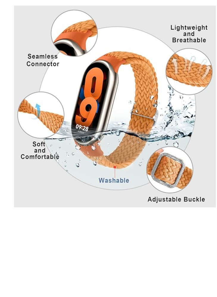 Compatible with Xiaomi Mi Band 9/ Mi Band 8 strap, Braided Solo Loop for Nylon Elastic Adjustable Replacement Wristband Compatible with Xiaomi Smart Band 9/ Smart Band 8