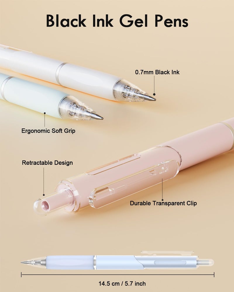 Xipan Gel Pens, 6 Pcs 0.7mm Quick Dry Black Ink Pen, Cute Ergonomic Fine Point Smooth Writing Pens, Back to School Office Supplies Fun Aesthetic Pastel Journaling Pen Gifts for Girl Student Women - Image 3