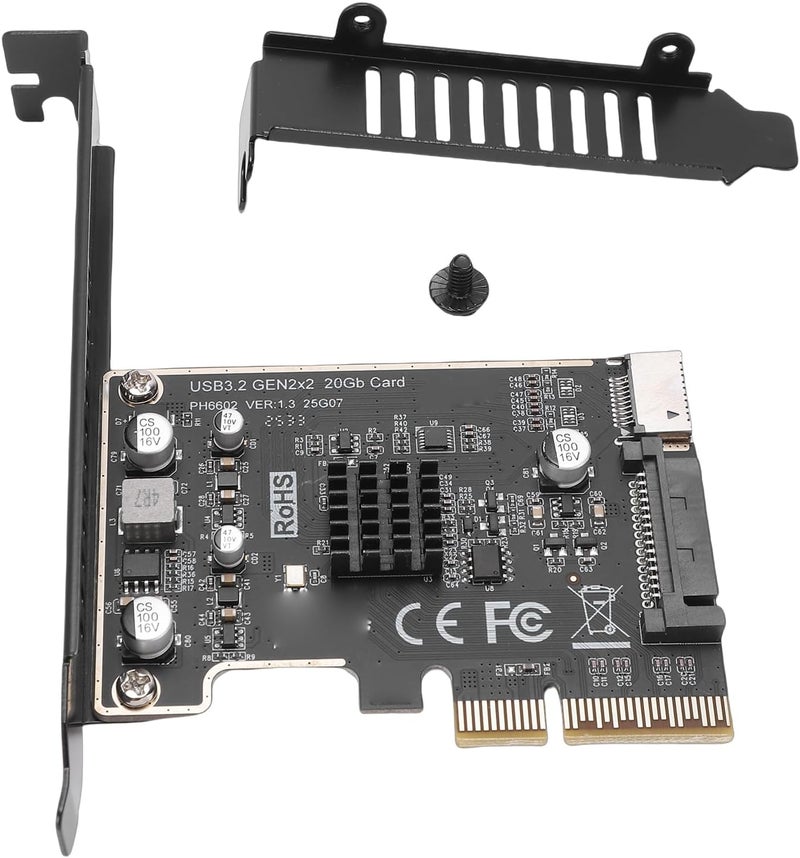 PCIe USB 3.2 Expansion Card, 20Gbps Speed with Front Type C Interface and ASM3242 Chip - Image 2