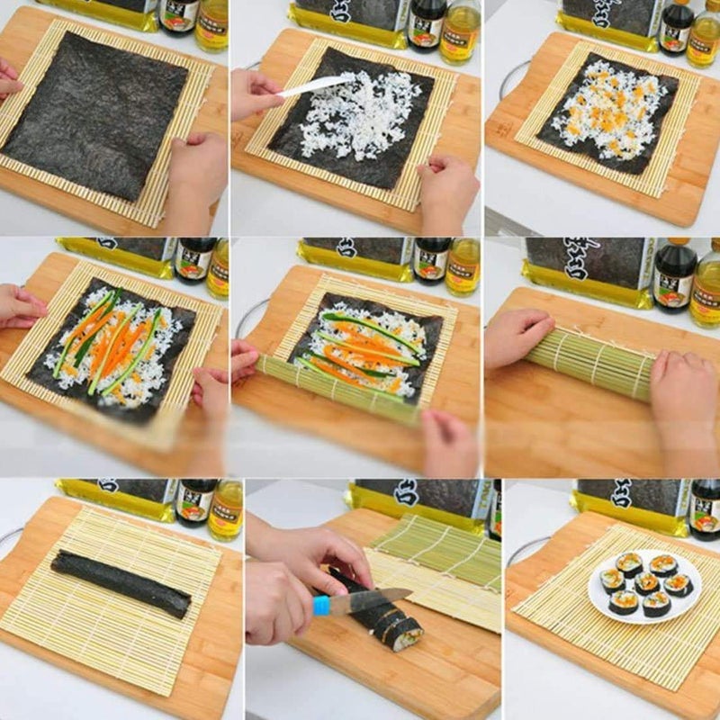 Definite Natural Bamboo EcoFriendly Sushi Rolling Mat Bamboo Sushi DIY Maker Mat Kitchen Food Cooking Tool Gadget Cozinha Pack of 1 - Image 5