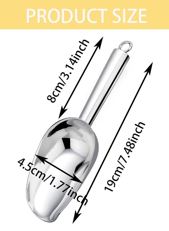 Ice Scoop, Stainless Steel Mini Food Scoops for Kitchen Bar Buffet Party, Metal Flour Candy Pet Scooper for Multi Purpose Use, Sturdy Durable, Mirror Finished & Dishwasher Safe - Image 2