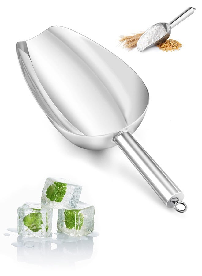 Ice Scoop, Stainless Steel Mini Food Scoops for Kitchen Bar Buffet Party, Metal Flour Candy Pet Scooper for Multi Purpose Use, Sturdy Durable, Mirror Finished & Dishwasher Safe - Image 1