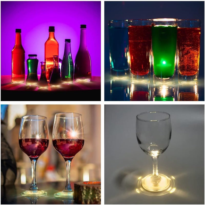 LTETTES 12 Pcs Warm White LED Coasters for DrinksLight Led Bar Coaster Bottle Light Sticker Perfect for Party Wedding Bar - Image 5