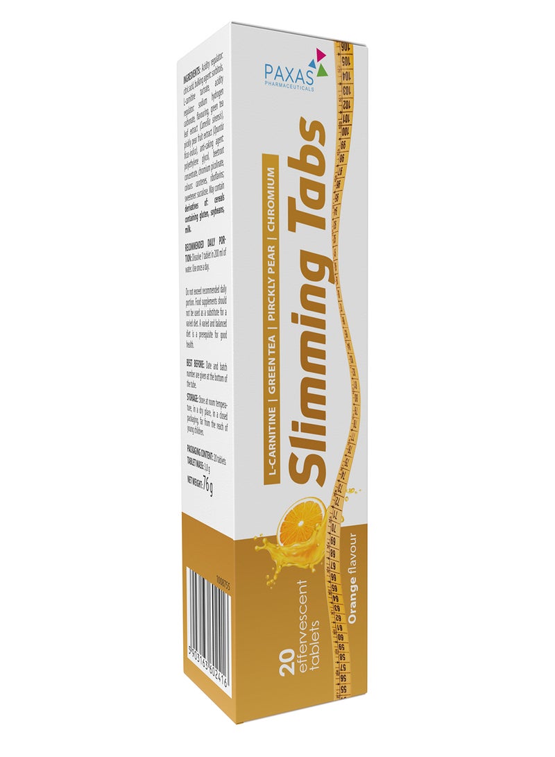 Paxas Slimming Tabs Orange Flavour Effervescent Tablets, 20 Tablets