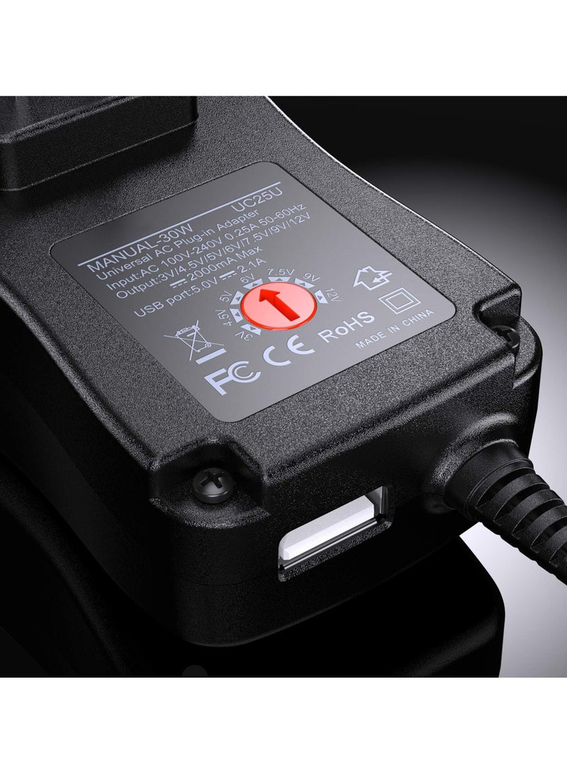 غنافوتو قطبية عكسية، 30 واط محول طاقة تيار متردد عالمي يعمل بالتيار المتردد DC قابل للتحديد مع 9 أطراف لإمداد الطاقة بجهد كهربائي قابل للتحديد ل 3 فولت 4.5 فولت 5 فولت 6 فولت 7.5 فولت 7.5 فولت 9 فولت 12 فولت للإلكترونيات المنزلية، 2000 مللي أمبير 2 أمبير كحد أقصى (معيار بريطاني) - Image 5