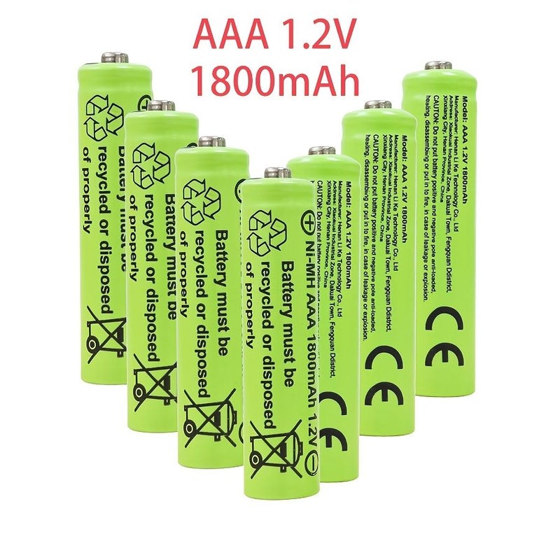 4 قطع من بطاريات قابلة للشحن من نوع Ni MH، AAA، 1800mAh، 1.2V، 3A، للإضاءة LED وألعاب ومشغلات MP3 وموازين إلكترونية وفرش أسنان كهربائية وآلات حاسبة - Image 4