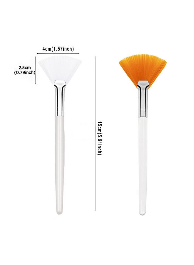 Depend - 2 Pieces Facial Applicator Brush, Soft Fan Brushes, Acid Applicator Brush, Cosmetic Makeup Applicator Tools for Mud Cream (5.91 Inches, Yellow, White) - Image 1