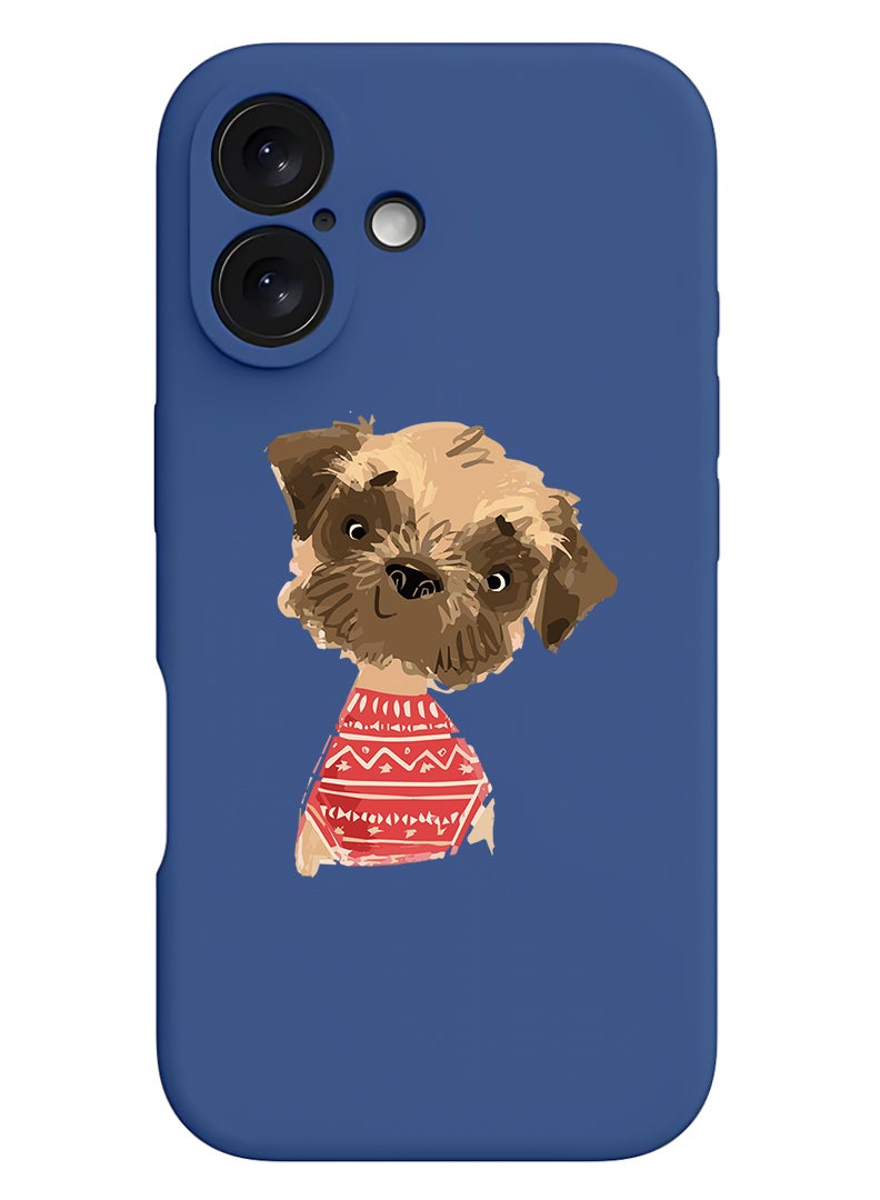 Theodor Protective Slim Fit Case Liquid Silicone Cover with Full Body Protection Anti-Scratch Shockproof Case For Apple iPhone 17 (Blue) Dog - Image 1