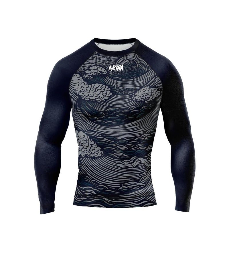 AKIBA Men Full Sleeve Compression Rash Guard T Shirt (Blue, 42) - Athletic Fit Crew Neck Performance Top for MMA BJJ Gym Running Cycling Training Wear Blue - Image 3