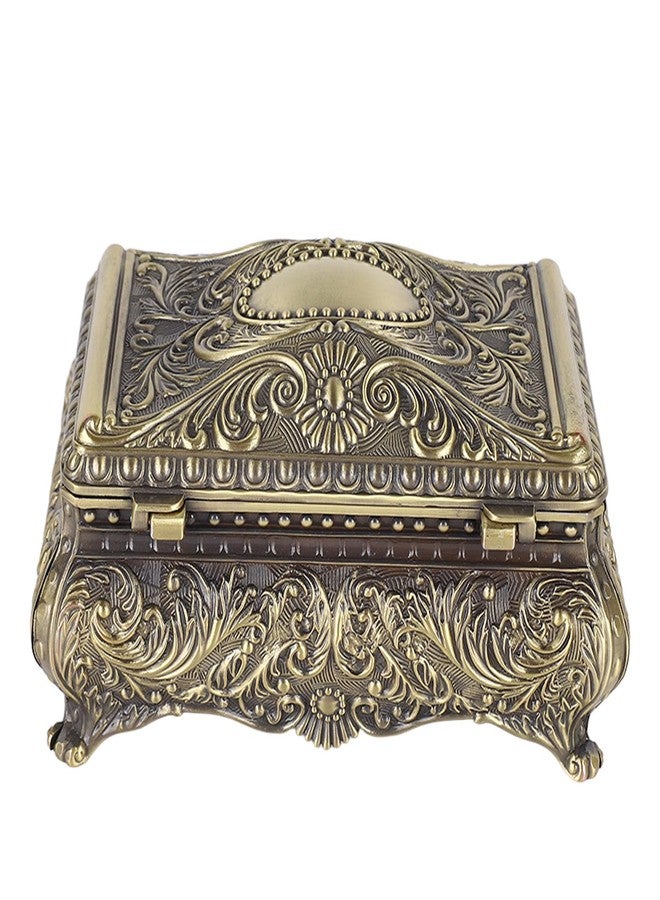POCREATION Metal Trinket Storage Organizer, Rectangular Trinket Storage Box Vintage Jewelry Box Keepsake Box Present for Girls Ladies Women (Bronze) - Image 1