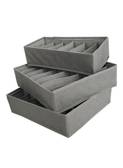 Generic 3-Piece Multifunction Socks Storage Box Set Grey  - Image 1