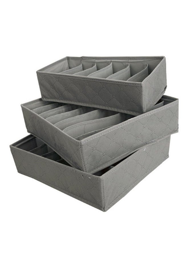 Generic - 3-Piece Multifunction Socks Storage Box Set Grey - Image 1