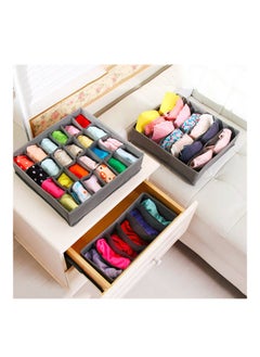 Generic 3-Piece Multifunction Socks Storage Box Set Grey  - Image 2