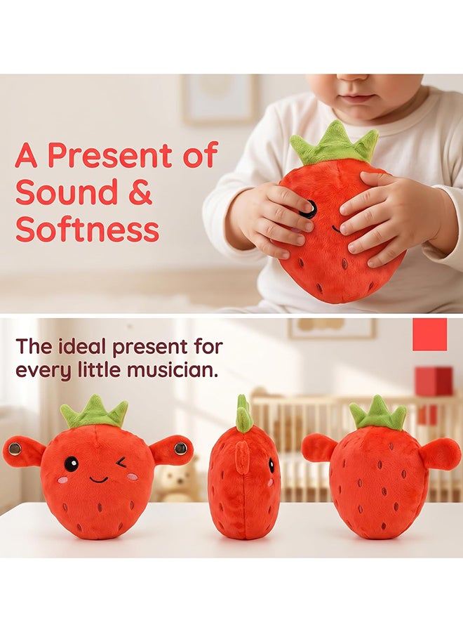 Toyland Strawberry Sound Plush Toy, Induction Beat Piano Plush Toy, Fruit Interactive Musical Sensing Rhythm Instrument Toy, Multiplayer Electronic Piano Stuffed Animal Adorable Animate Gift, Red - Image 3
