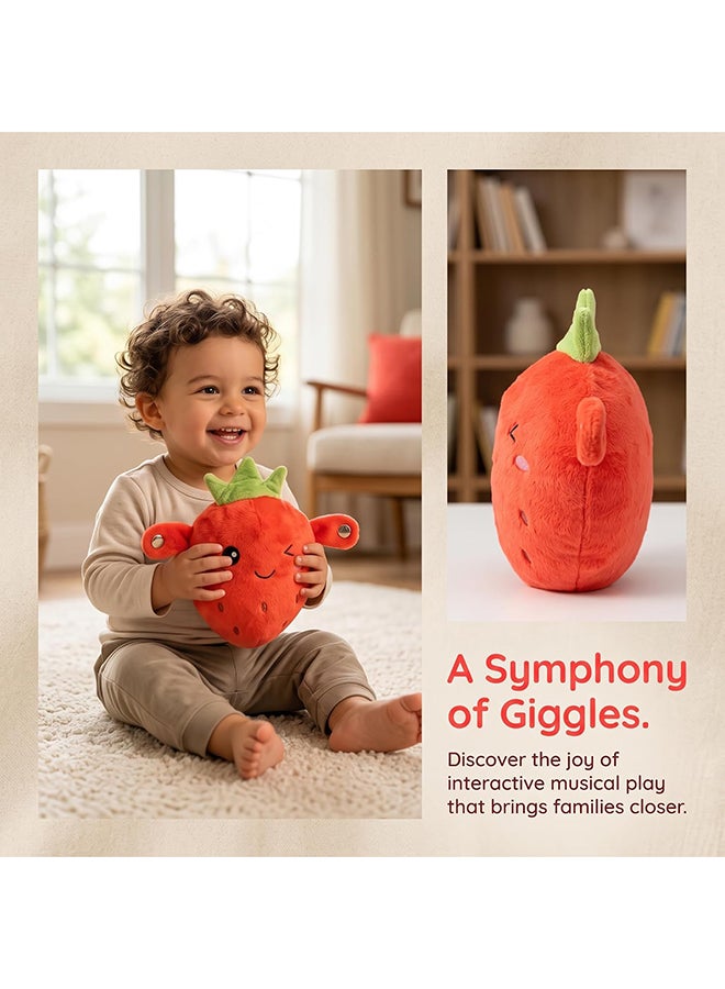 Toyland Strawberry Sound Plush Toy, Induction Beat Piano Plush Toy, Fruit Interactive Musical Sensing Rhythm Instrument Toy, Multiplayer Electronic Piano Stuffed Animal Adorable Animate Gift, Red - Image 4