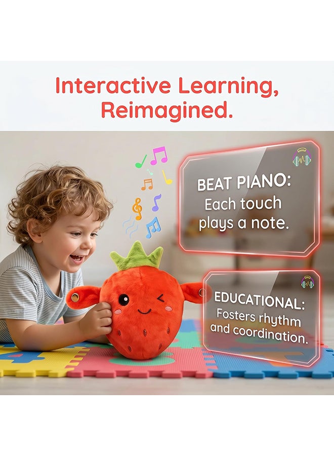 Toyland Strawberry Sound Plush Toy, Induction Beat Piano Plush Toy, Fruit Interactive Musical Sensing Rhythm Instrument Toy, Multiplayer Electronic Piano Stuffed Animal Adorable Animate Gift, Red - Image 5