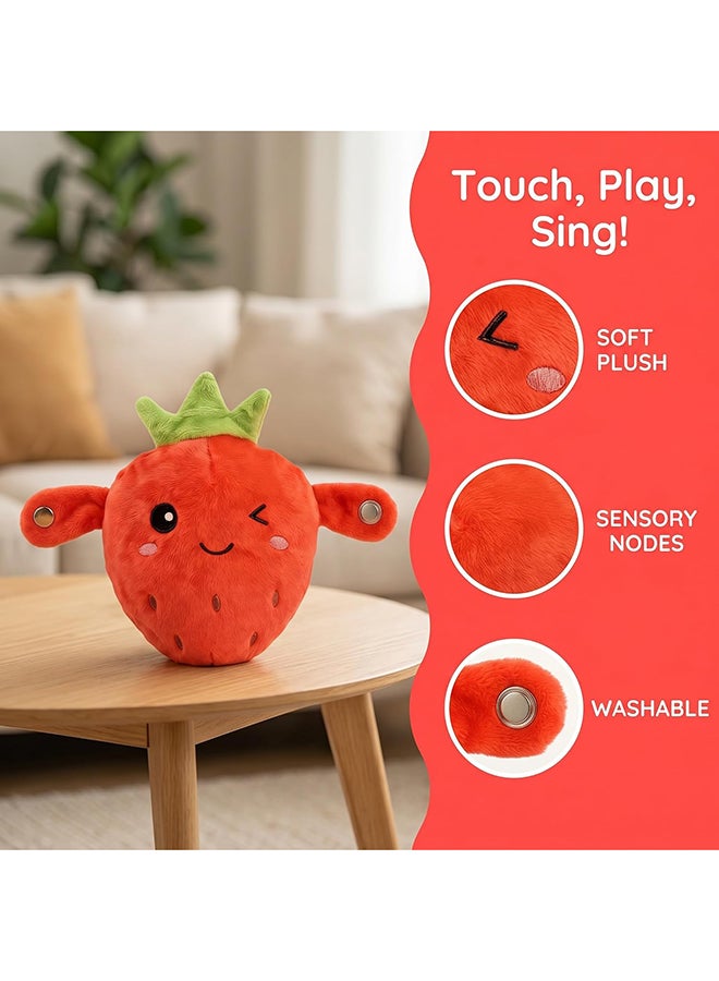 Toyland Strawberry Sound Plush Toy, Induction Beat Piano Plush Toy, Fruit Interactive Musical Sensing Rhythm Instrument Toy, Multiplayer Electronic Piano Stuffed Animal Adorable Animate Gift, Red - Image 2