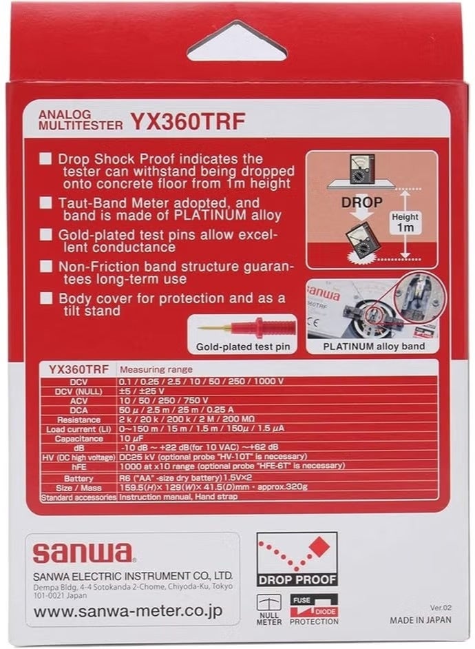 Sanwa YX360TRF Analog Multimeter Original Made in Japan | Battery Powered Electrical Tester for Voltage Current Resistance Continuity Testing - Image 3