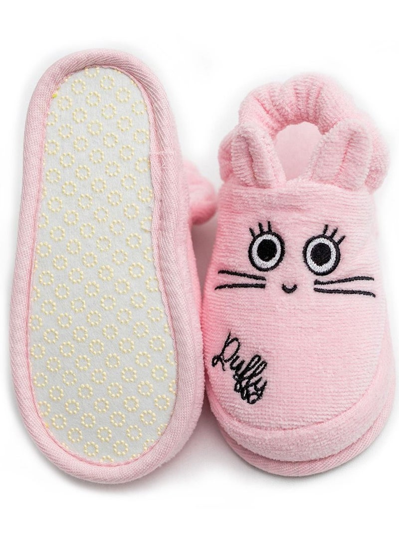 Milk&Moo Toddler Slippers, %100 Cotton, Kids Slippers, Non Slip Soft Sole, Slip On Lightweight, Breathable, For House, Bath, Indoor Use, Animal Design, For Boys and Girls, 2-4 Years Old