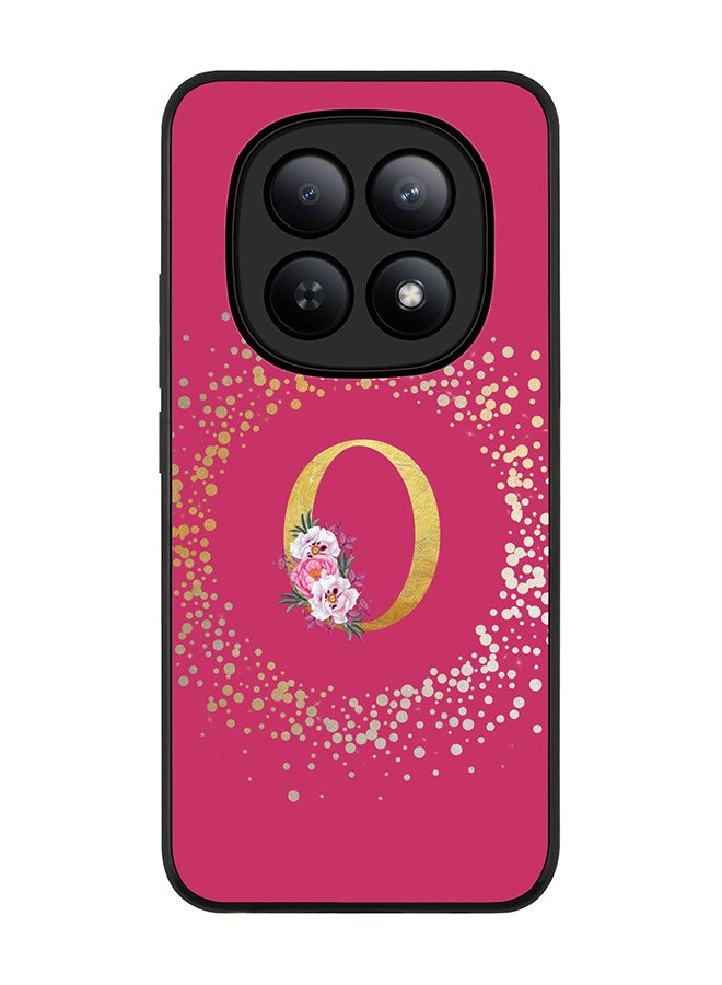 For Xiaomi Redmi Note 15 5G / Poco M8 Case,Slim fit Camera Protection, Shockproof Thin Phone cover  - Custom Monogram Floral - O ( Deep Pink )