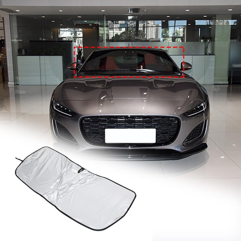Car Windshield Sun Shade Compatible with Jaguar FType 2013 Foldable Front Window Sunshade Protector Auto Sun Heat and UV Rays Blocker Keep Your Vehicle Cool Accessories Silver