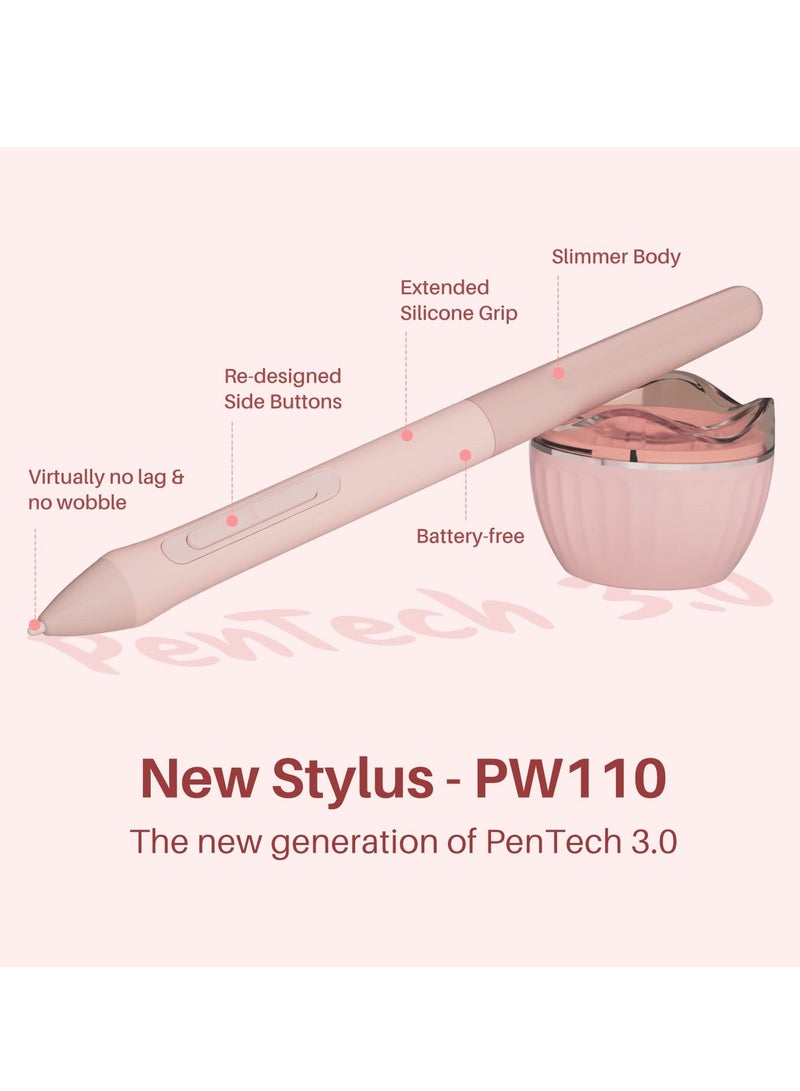 6x4 Inches Drawing Tablet, Digital Drawing Art Pad with 6 Shortcut Keys,Battery-Free 8192 Passive Stylus，Computer Graphic Pen Tablet Work for Mac, Windows PC and AndroidPink