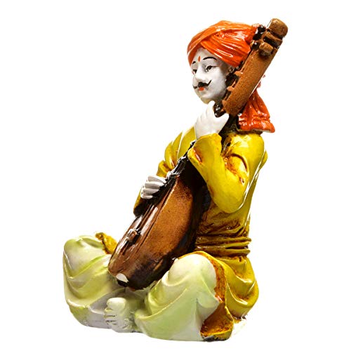 Karigaari India Handcrafted Rajasthani Traditional Men Figurine Playing Veena Idol Showpiece Ethnic Indian Sculpture Home Decoration Living Room Office Tabletop Decorative Handmade Art Gift - Image 5
