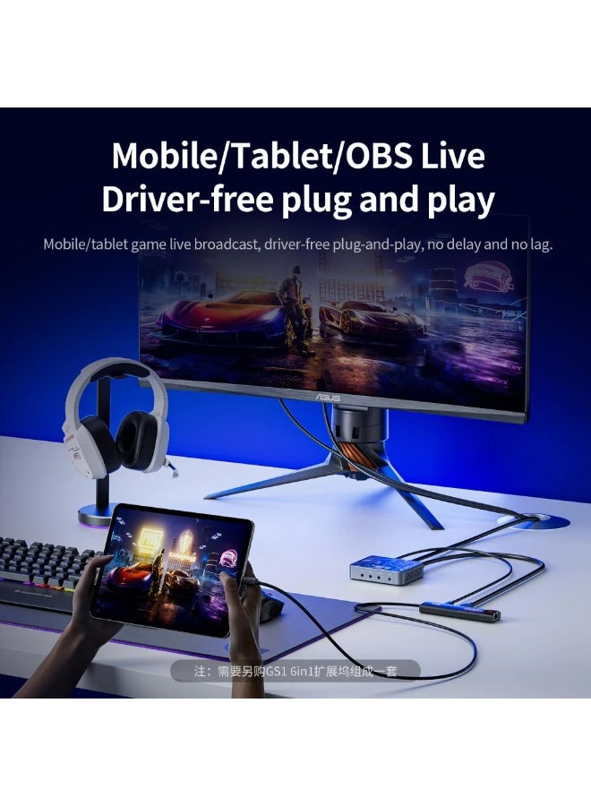 Plextone GC533 PRO Capture Card for 4K Video and Audio Recording for Gaming and Live Streaming Captures Full HD 1080p Video at 60 FPS Type-C 3.1 Port for High Transfer Speed ​​Built-in Cooling Fan Prevents Heat Compatible with OBS, PS5, Switch, PC, Xbox - Image 4