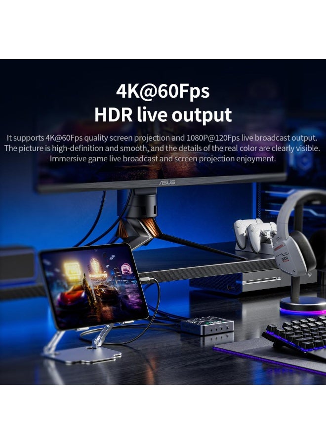 Plextone GC533 PRO Capture Card for 4K Video and Audio Recording for Gaming and Live Streaming Captures Full HD 1080p Video at 60 FPS Type-C 3.1 Port for High Transfer Speed ​​Built-in Cooling Fan Prevents Heat Compatible with OBS, PS5, Switch, PC, Xbox - Image 5