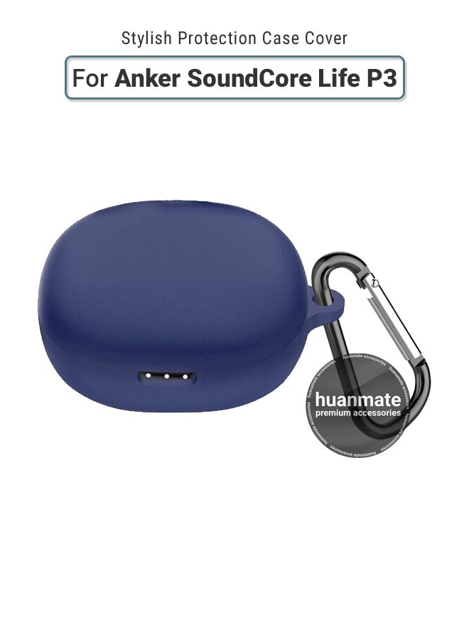 huanmate Anker SoundCore Life P3 Silicone Case Cover - Dark Blue - Made with Soft Silicone, Lightweight & Durable - Stylish Design, Accurate Cut-outs, Easy Installation & Removal - Image 1