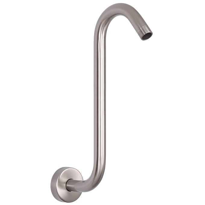 S SHAPED SHOWER ARM HIGH RISE SHOWER HEAD EXTENSION PIPE STANDARD 12 CONNECTION WITH FLANGE AWESOME SHOWER EXPERIENCESTAINLESS STEEL BATHROOM ACCESSORY12 INCH S SHAPE BRUSHED NICKEL