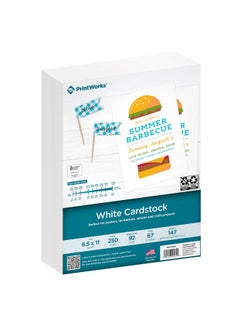 PrintWorks Printworks White Cardstock, Standard, 67 lb. Vellum, 92 Bright, 250 sheets, 8.5 x 11, For Office, Home & School Printing, Craft Projects (00564)  - Image 1