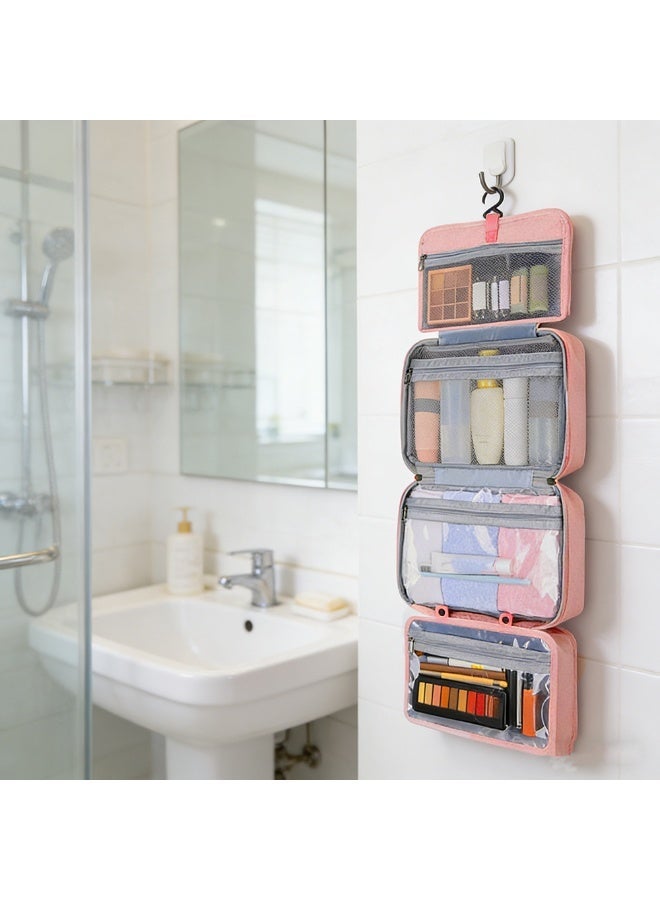 Large Capacity Travel Toiletry Bag with Dry/Wet Separation - Portable, Foldable Makeup Organizer with Zip Closure and Top Handle - Image 4