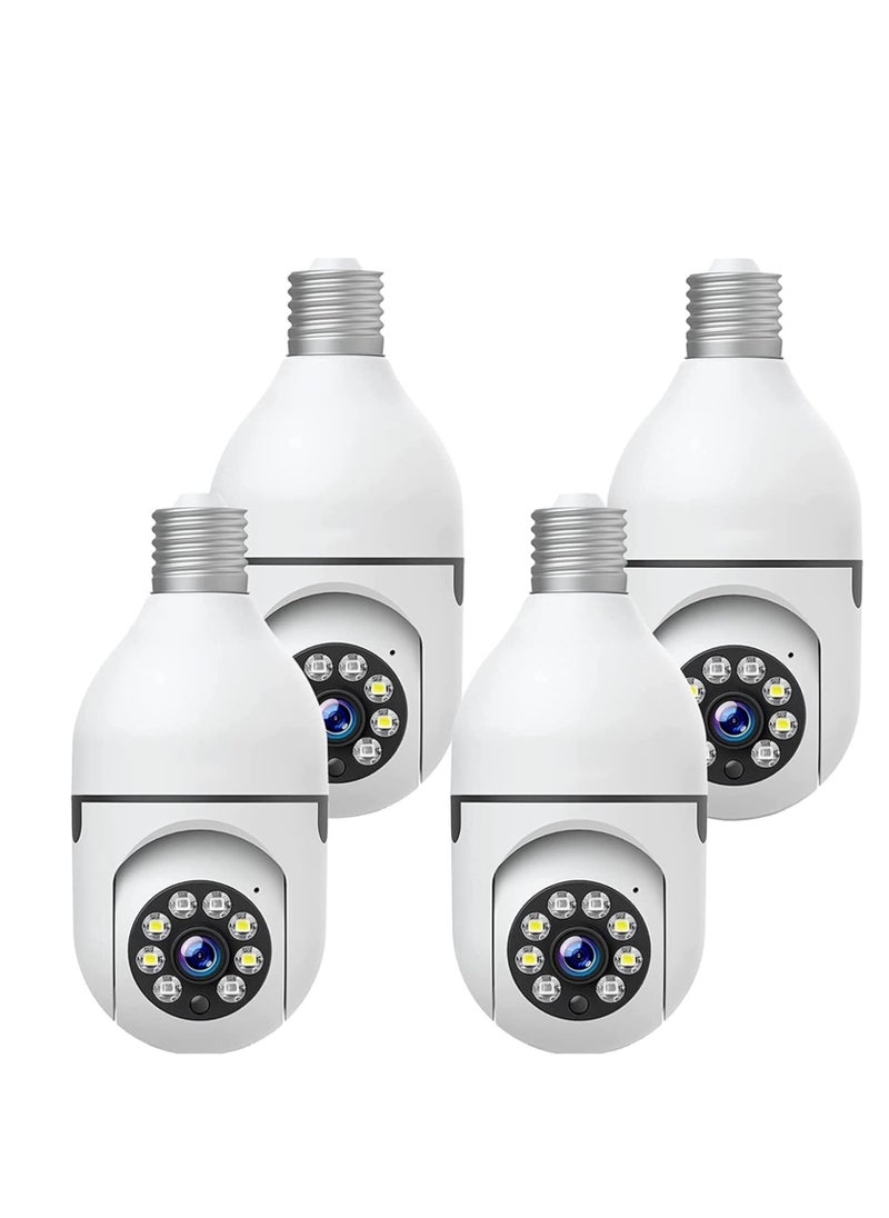 ELTRAZONE WiFi Light Bulb Camera 360 Degree Wireless Outdoor Security Camera Home Surveillance Cam with 1080P Color Night Vision Human Motion Detection(4-PCS)  - Image 1