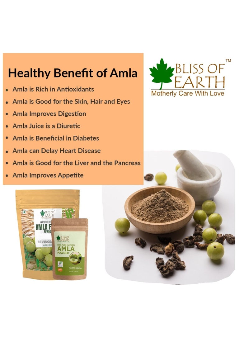 BLISS OF EARTH 100% Pure Natural AMLA Powder 453GM Indian Gooseberry Great For Hair Conditioning & Hair Coloring Mixture Natural Vitamin C & Antioxidants Pack of 2  - Image 3