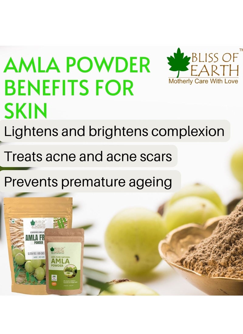 BLISS OF EARTH 100% Pure Natural AMLA Powder 453GM Indian Gooseberry Great For Hair Conditioning & Hair Coloring Mixture Natural Vitamin C & Antioxidants Pack of 2  - Image 4