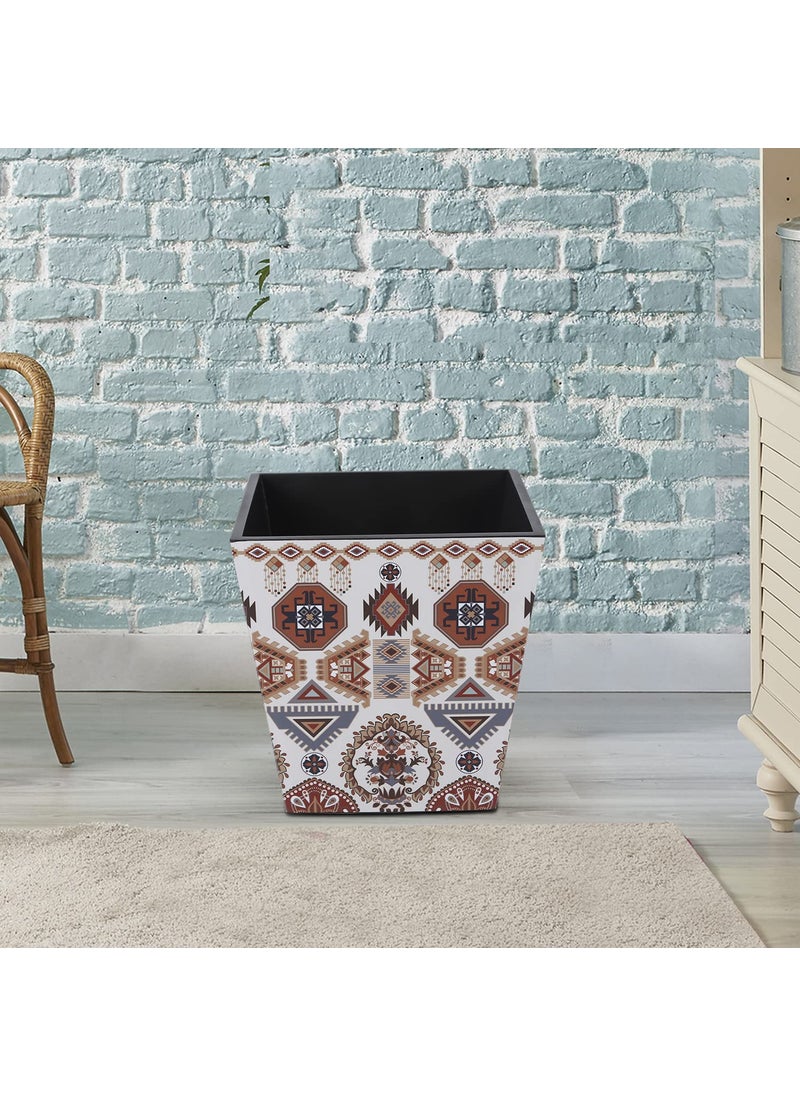 RF REINVENTION FACTORY Wooden Multicolour 8 litres Open Waste dry Dustbin For Home and Office By Reinvention Factory in Folk Ornament Design  - Image 1