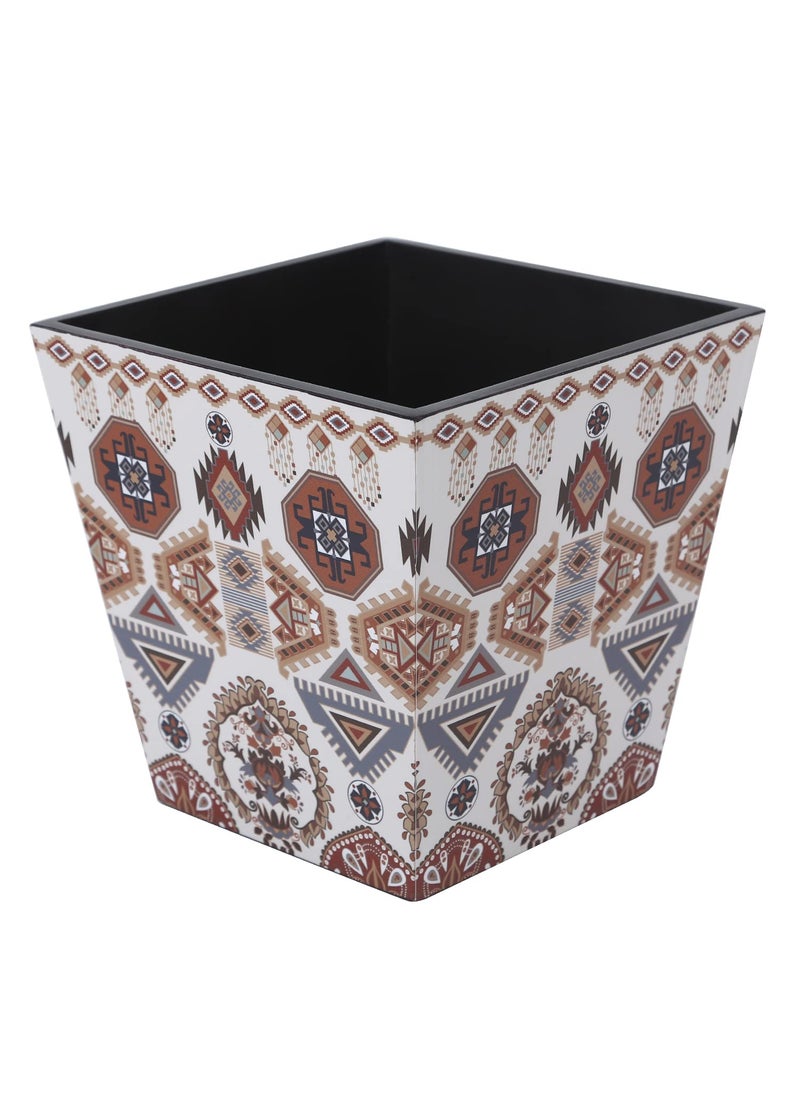 RF REINVENTION FACTORY Wooden Multicolour 8 litres Open Waste dry Dustbin For Home and Office By Reinvention Factory in Folk Ornament Design  - Image 3