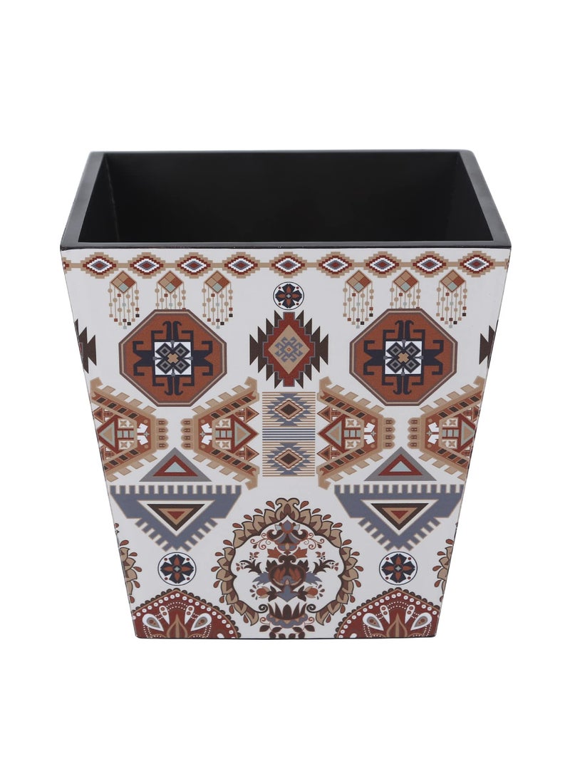 RF REINVENTION FACTORY Wooden Multicolour 8 litres Open Waste dry Dustbin For Home and Office By Reinvention Factory in Folk Ornament Design  - Image 2
